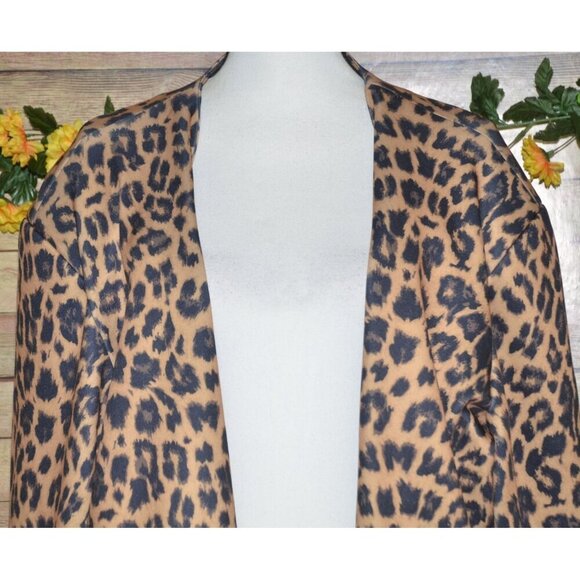 Crazy Train Women's 3XL Brown Leopard Print Open Front Lined Blazer Jacket - Picture 5 of 12
